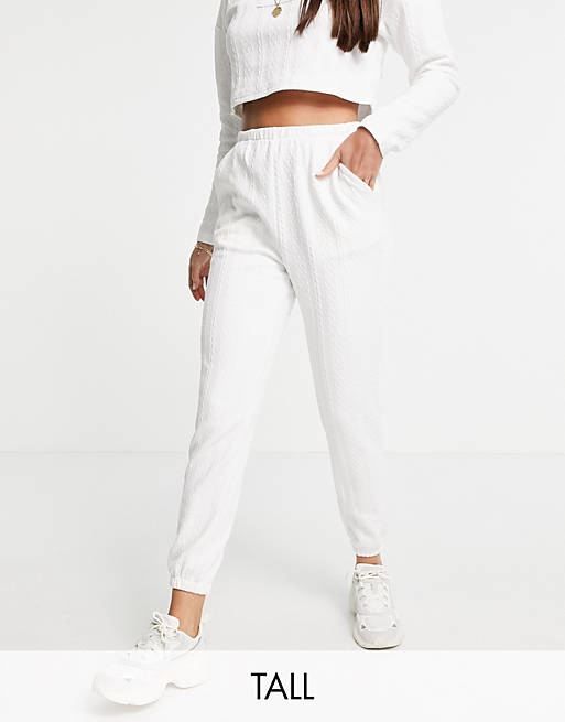 Parisian Tall textured joggers co-ord in white