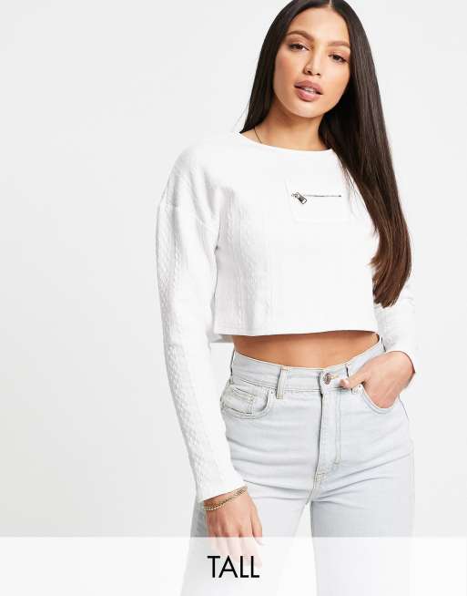 Parisian Tall textured sweater and sweatpants set in white ASOS