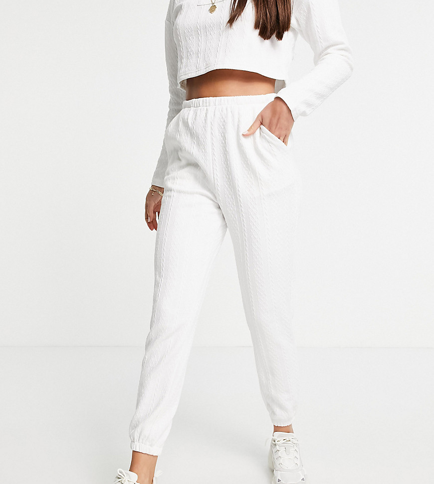 Parisian Tall textured sweatpants in white - part of a set
