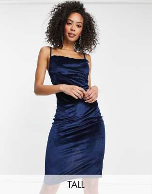 tall asos velvet marineblauw halslijn gedrapeerde fluwelen cuello terciopelo