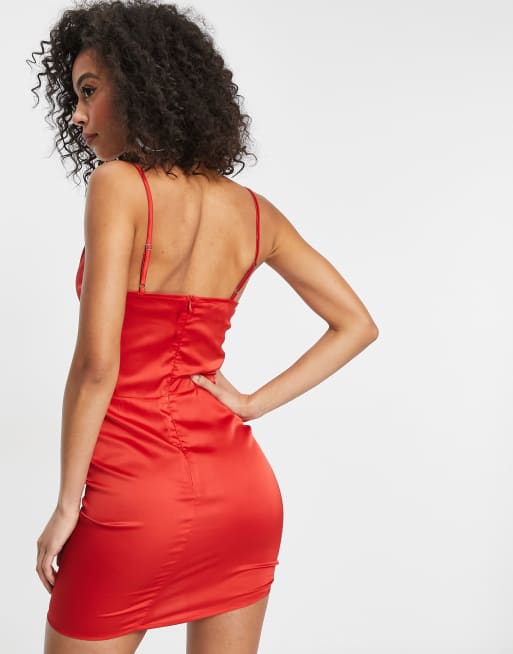 Vestito di raso rosso corto on sale