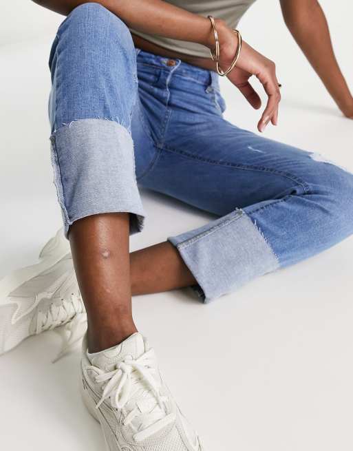 Parisian extreme ripped boyfriend jeans in acid wash