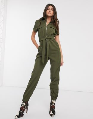 zip front utility jumpsuit