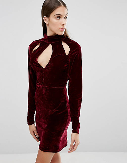 Parisian Velvet Dress With Cut Out Neckline