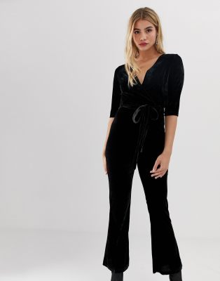 Parisian velvet jumpsuit with belt | ASOS