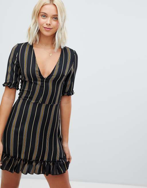 Parisian - Vestito a righe con scollo a V e volant