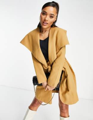 Parisian waterfall collar jacket in camel