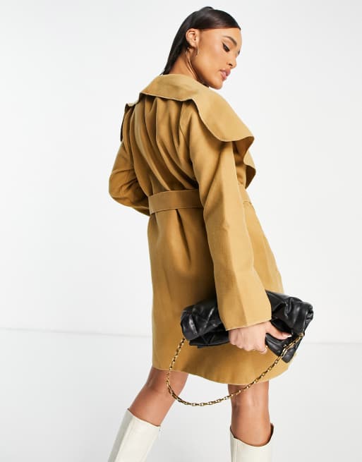 Parisian waterfall collar jacket in camel