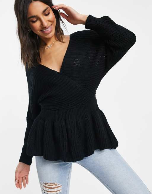 Black 2025 peplum jumper