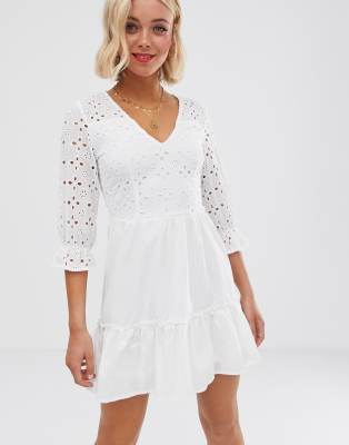 long white broderie anglaise dress