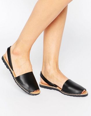 black slingback flat sandals