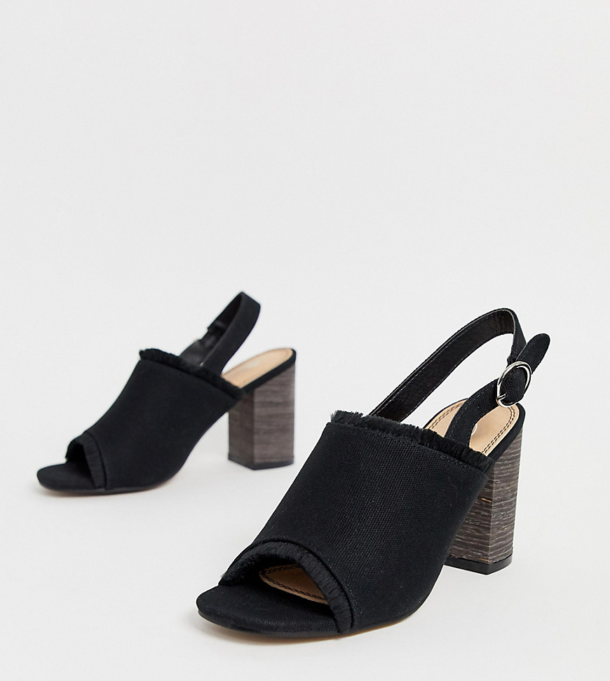 Park Lane - Canvas schoenen met blokhak, slingback en brede pasvorm-Zwart