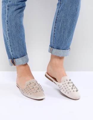 Park Lane Embellished Flat Mules-pink