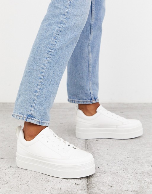 Park Lane flatform lace up trainers in white