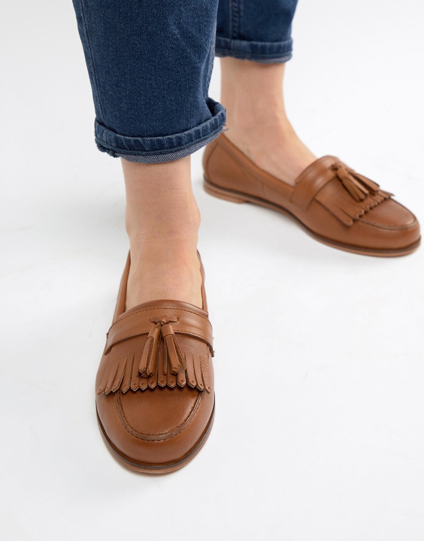 Park Lane Leather Flat Loafers-Tan
