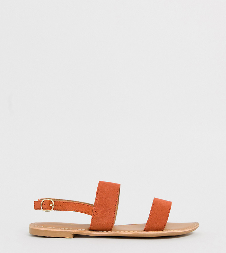 Park Lane - Platte sandalen van leer met brede pasvorm-Oranje