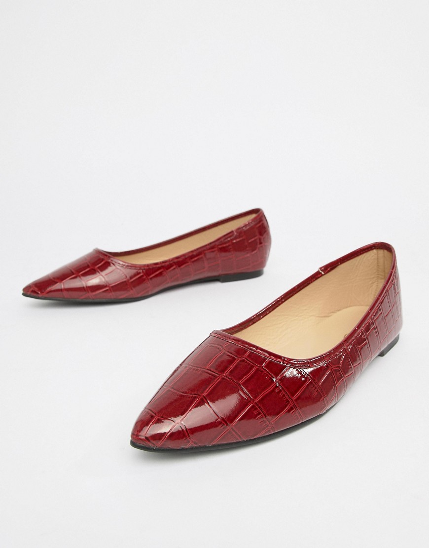 Park Lane Pointed Ballet Flats-Red