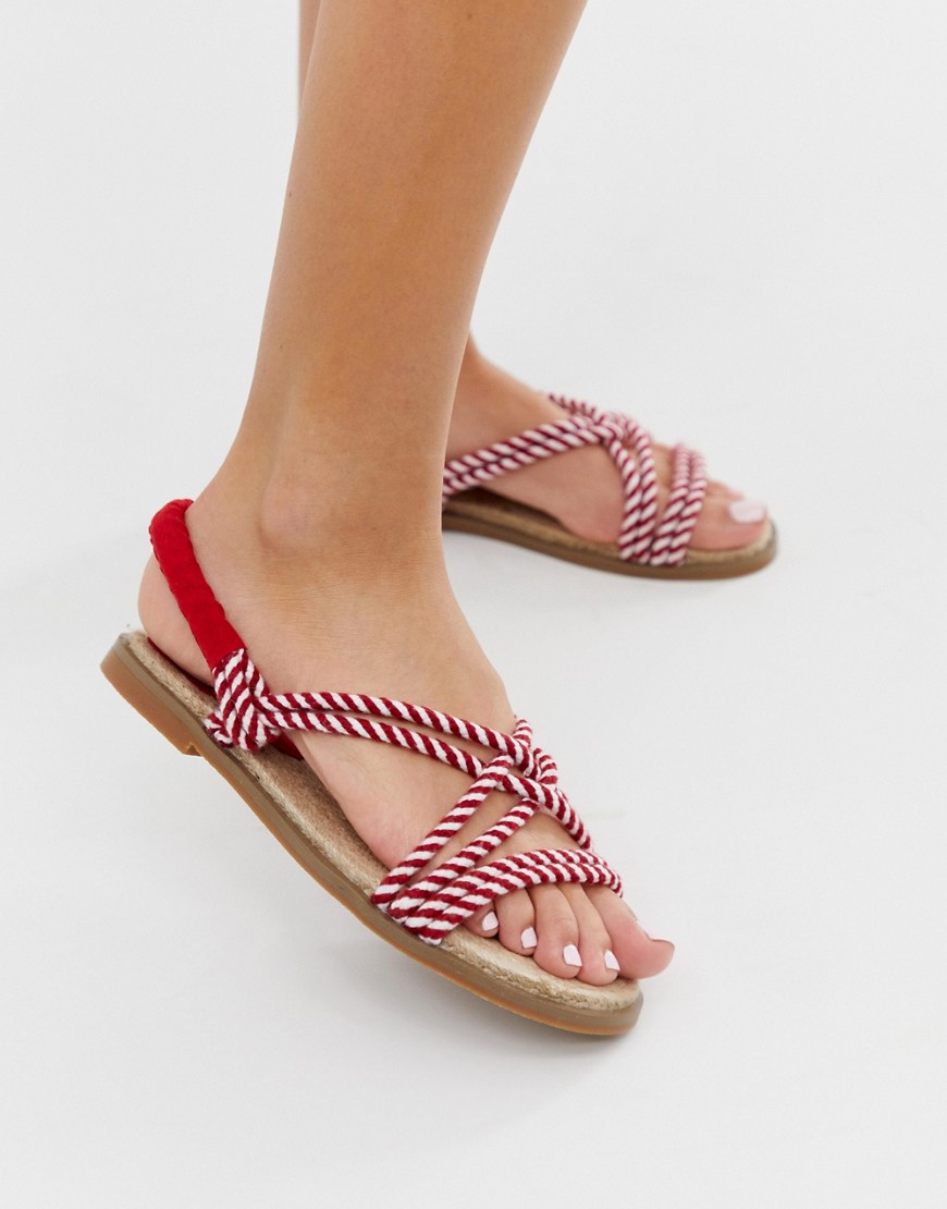 Park Lane rope striped sandals-Red