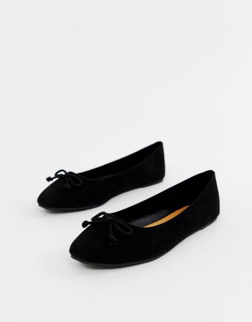 black square toe ballet flats