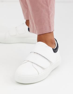 white velcro strap sneakers