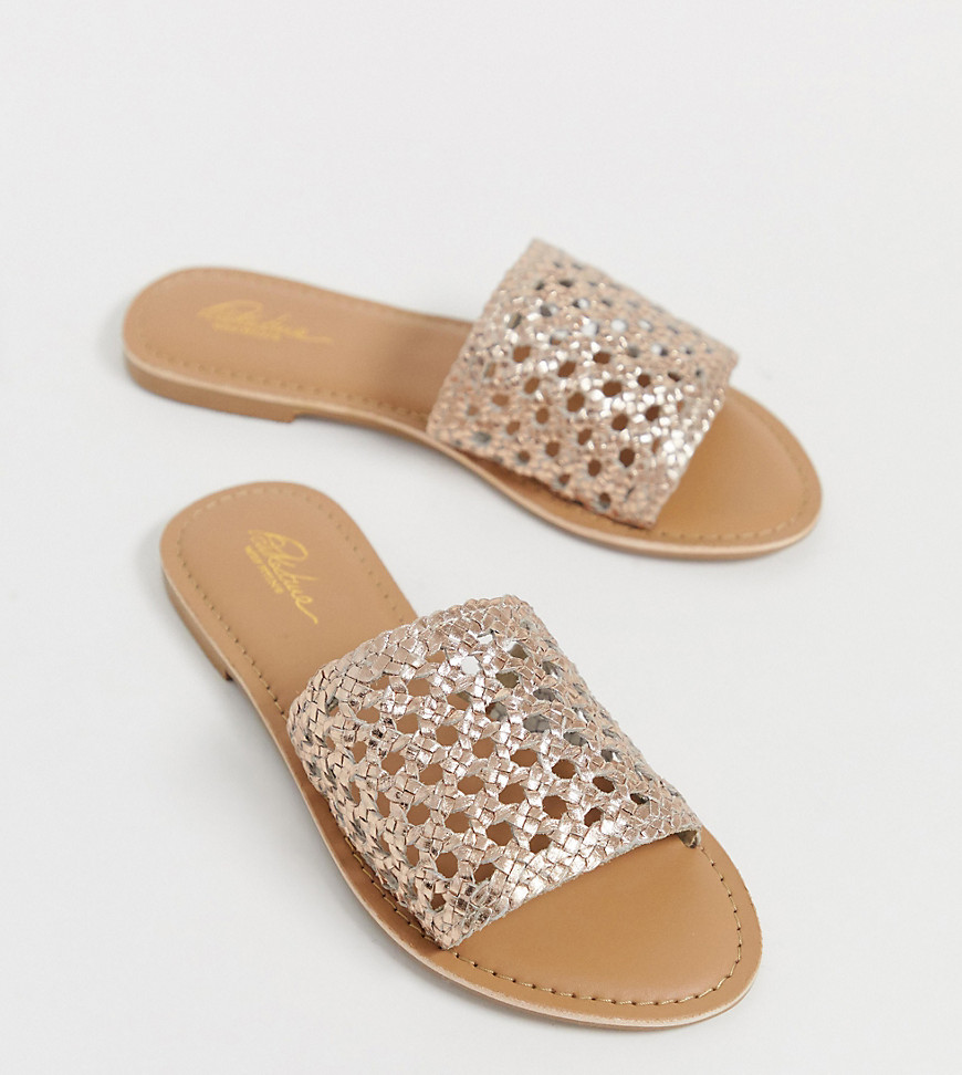 Park Lane wide fit leather woven mules-Copper