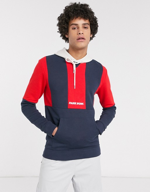 Park Row hoodie with panels in navy
