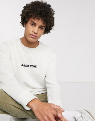 Park Row - Sweatshirt met logo in ecru-Crème