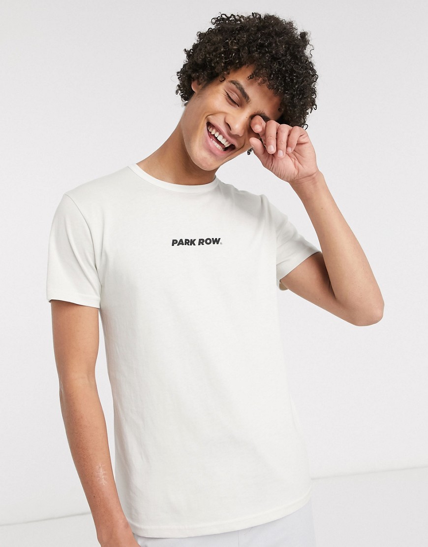 Park Row - T-shirt bianca con logo-Bianco