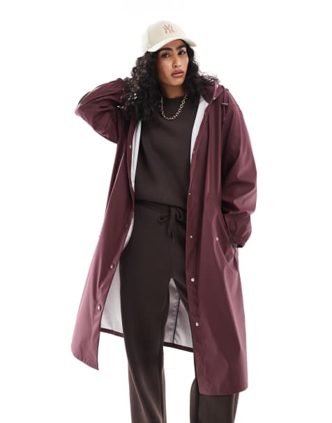 Parka burdeos impermeable con acabado engomado de ASOS DESIGN - view 1