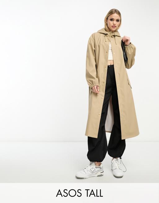 Parka color piedra con acabado engomado de ASOS DESIGN Tall