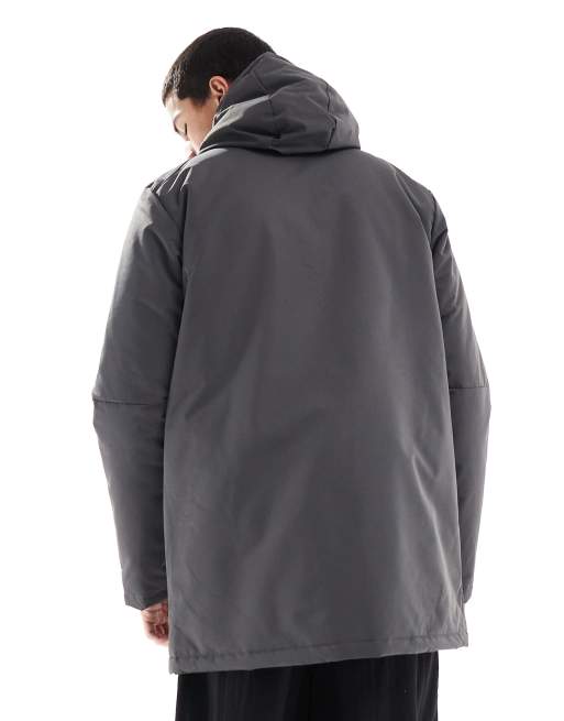 Parka gris con capucha y cremallera oculta de Brave Soul, 3 de 4