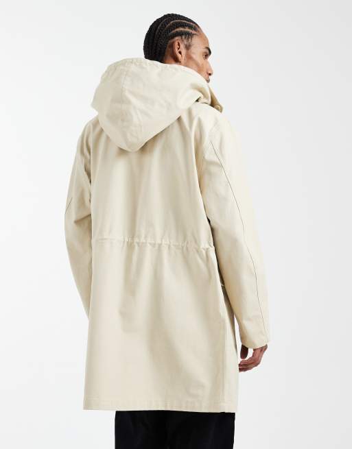 Parka larga blanco hueso con capucha y logo Groundsman de Fred Perry, 3 de 5