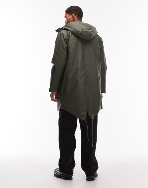 Parka larga verde oscuro impermeable Nome de Rains, 3 de 5