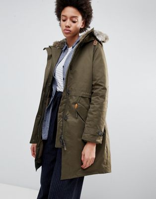 Parka London Lucinda Parka Coat with Faur Fur Trim Hood | ASOS