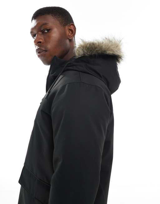 Parka negra con capucha de piel sintética de Jack & Jones, 4 de 5