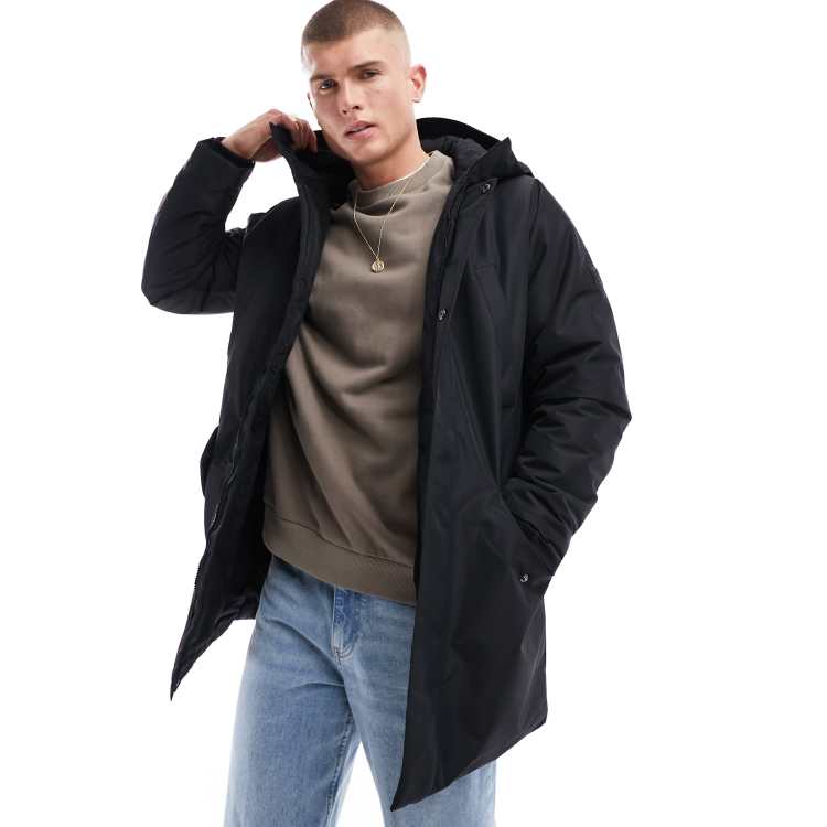 Parka negra tecnica impermeable con capucha de Only Sons ClassicfuncenterShops