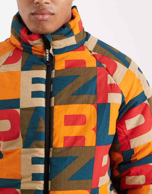 Parlex - Omkeerbaar pufferjack met rits met 2 kanten en monogram logo in zwart/mutli, 5 van 5