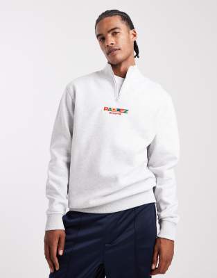 Parlez Parlez 1/4 zip embroidered logo sweatshirt in grey