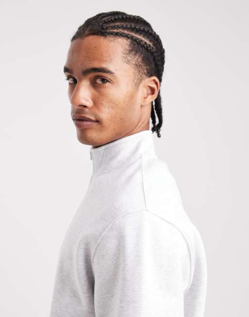 Parlez 1/4 zip embroidered logo sweatshirt in grey, 4 of 5