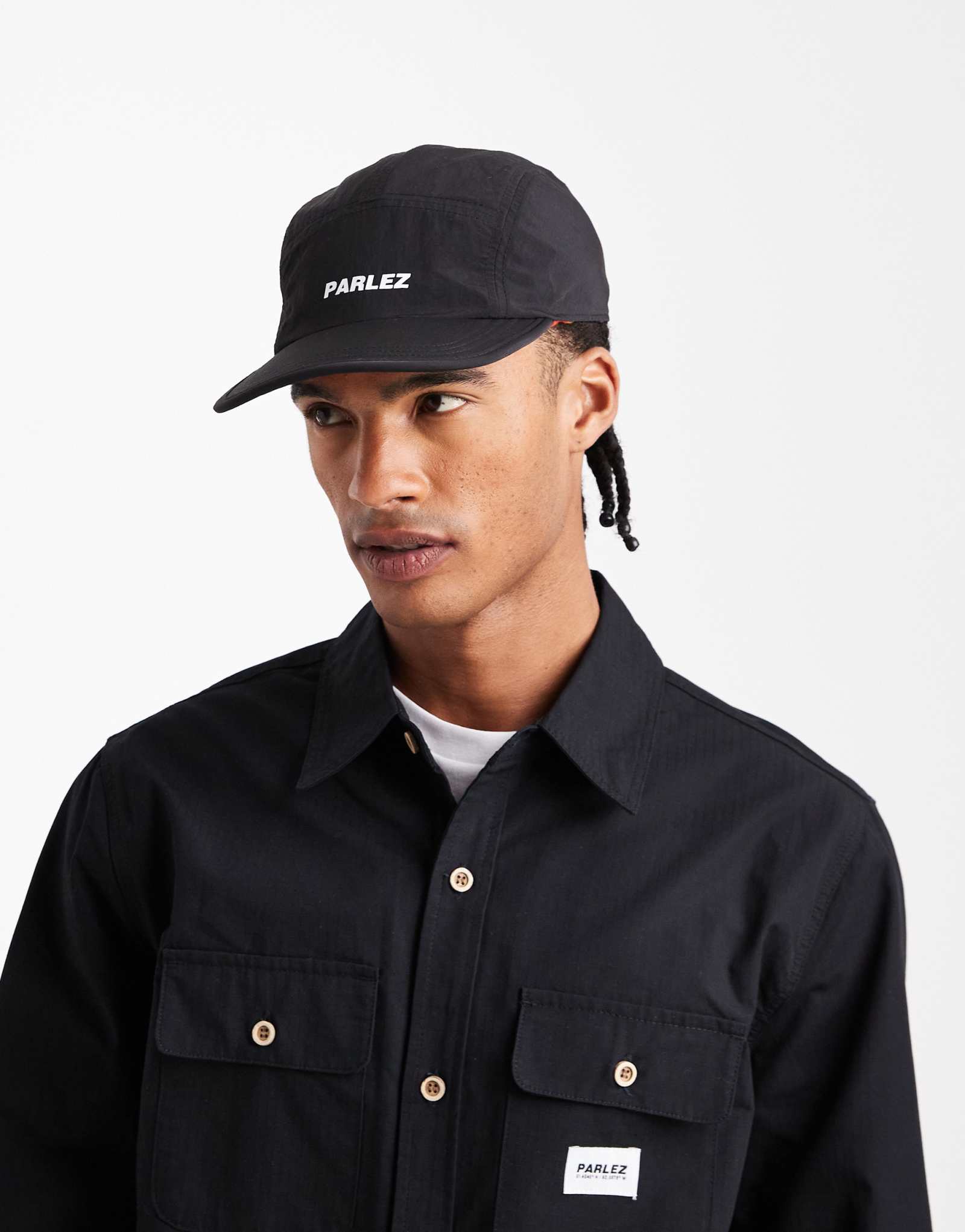 Двусторонняя кепка Parlez с 5 панелями и флисовой подкладкой с монограммой черного цвета