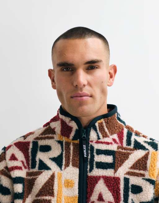 Parlez abstract printed borg jacket in multi, 2 of 5