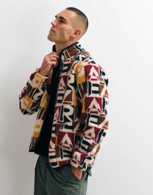 Parlez abstract printed borg jacket in multi, 3 of 5