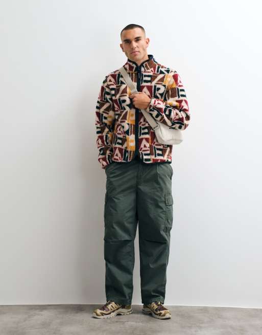 Parlez abstract printed borg jacket in multi, 4 of 5
