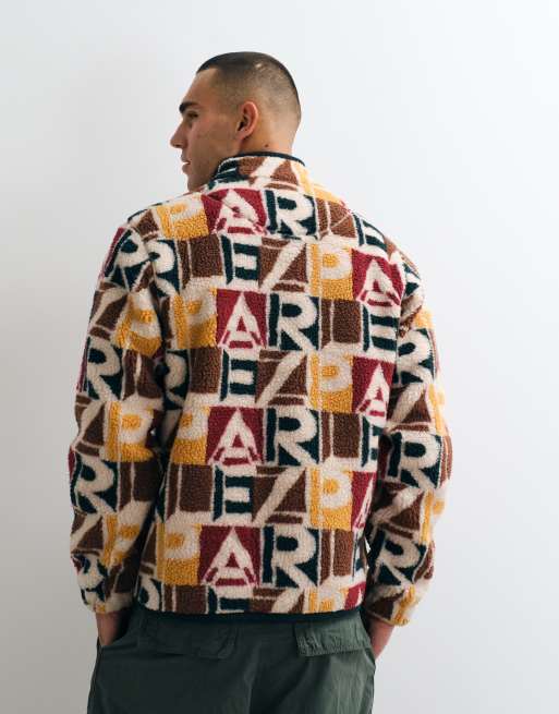 Parlez abstract printed borg jacket in multi, 5 of 5