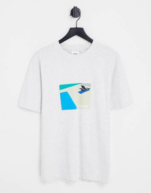 Parlez - Alleynes - T-shirt in grijs met abstracte zwembadprint op de borst