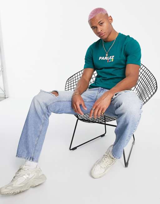 Parlez – Altair – Dovt blågrön t-shirt med stor logga, endast hos ASOS, 3 av 4