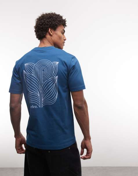 Parlez - Astor - Blå T-shirt med korte ærmer og grafik på ryggen - view 1
