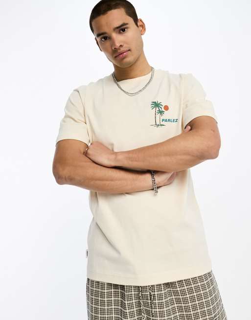 Parlez - Away - Beige T-shirt med print på ryggen, 4 af 4