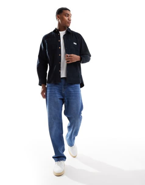 Parlez ayr cord long sleeve shirt in navy - view 1