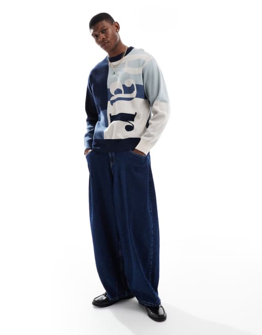 Parlez Ayton knitted colour block jumper in blue multi, 4 of 4